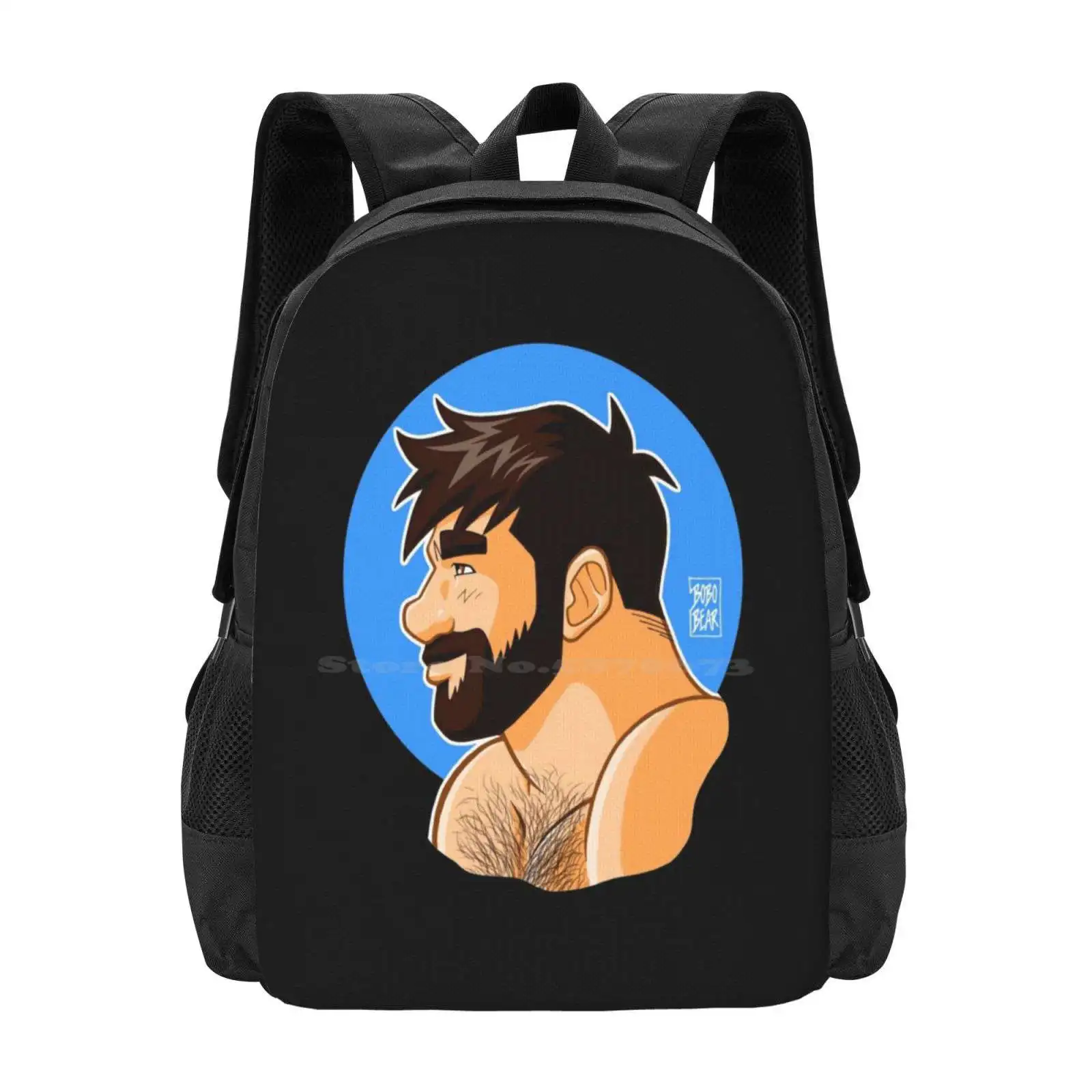 Adam Portrait-Profile Pattern Design Bagpack School Bags Gay Bears Gay Art Gay Pride Tom Of Finland Gay Comics Lgbt Bear Pride