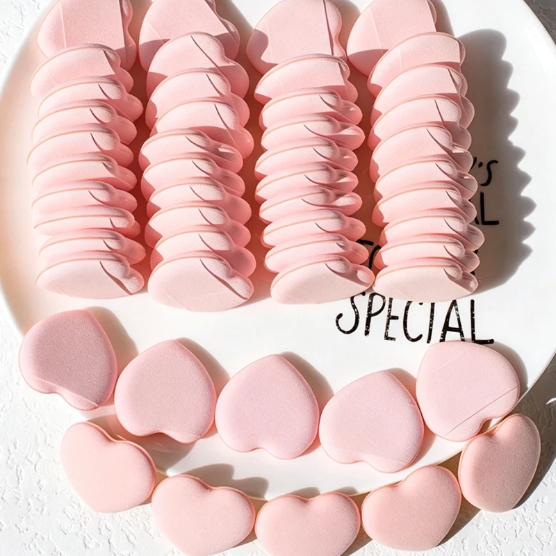 10/20/50 PCS  Heart-Shaped Finger Powder Puff Latex-Free Makeup Tool  Finger Air Cushion Sponge Powder Puff Set