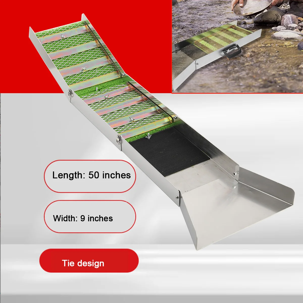 Faltbare Goldwaschrinne aus Aluminiumlegierung – Hochwertiges, tragbares Goldschürf- und Aufbereitungswerkzeug für die Goldgewinnung – Detail 1