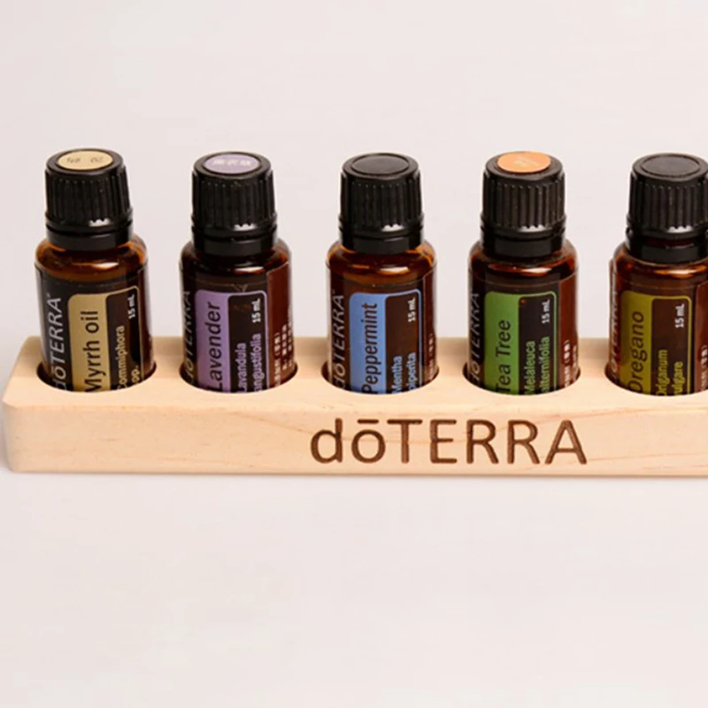 6 Holes Essential Oil Wooden Display Stand 6 Hole Essential Oil Storage Rack Smooth for Essential Oils Perfume Bottle Holder