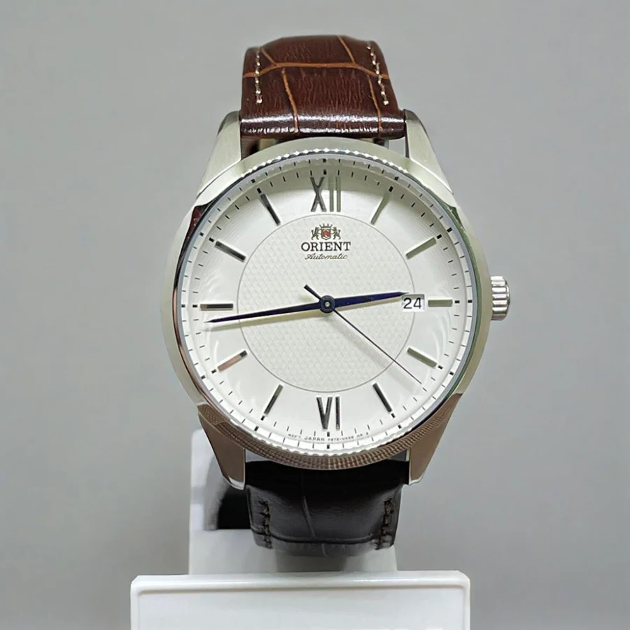 ساعة أورينت ساعة ميكانيكية أوتوماتيكية بالكامل للرجال مقاومة للماء وحافظة شفافة للعمل وساعة يد خلفية