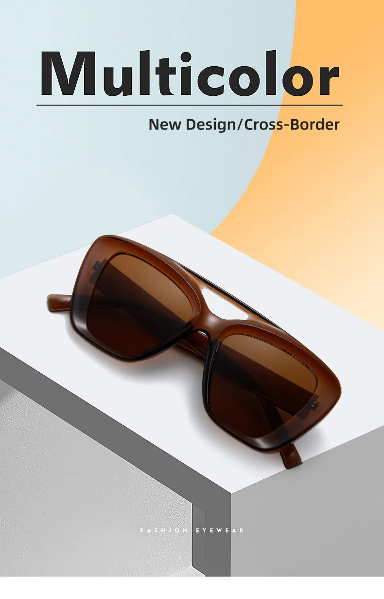 Neue Vintage Quadratische Sonnenbrille für Damen und Herren Marken-Rechteck-Sonnenbrille Ovale Brillen für Männer und Frauen – Detail 4