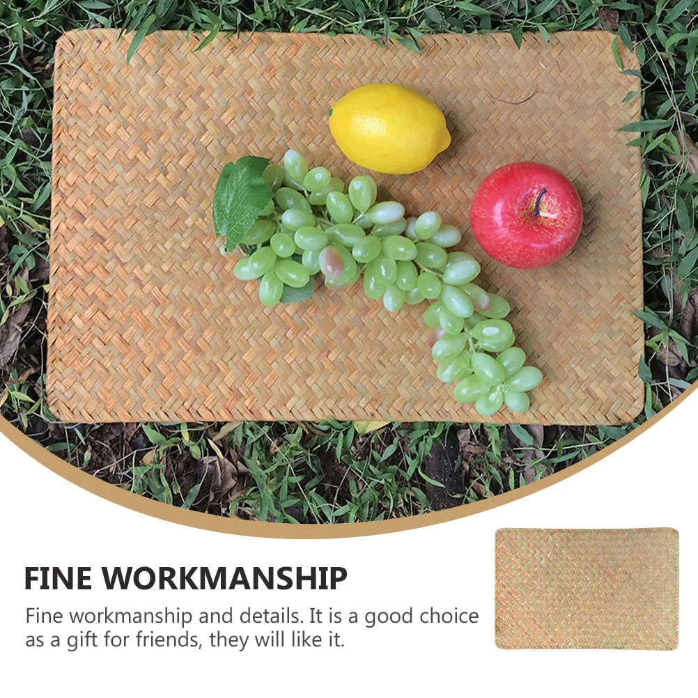 

2Pcs Grass Weaving Heat Resistant Placemats for Dining Table Decoration Household Hotel Restaurant Party Supplies