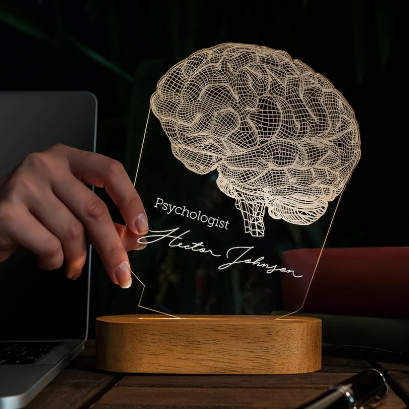 Personalized Lamp for School Psychologist Led Lights Gift For Him Custom 3D Night Table Lamp Psychology Student Graduation Gift