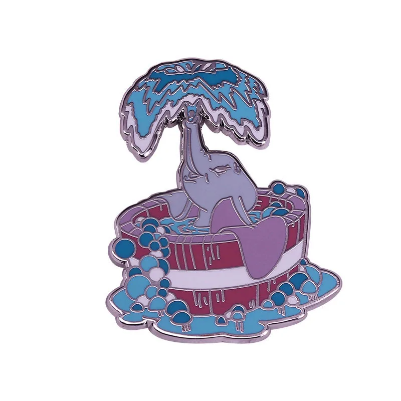 Disney Creative Cartoon Dumbo Enamel Pin Cute Dumbo Splash Fantasy Adventure Badge Fan Collectible Brooch Clothing Jewelry Gift