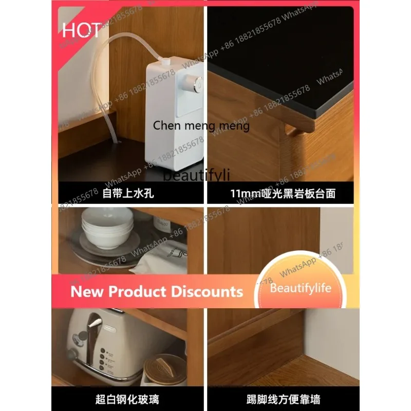ss8350 Medieval solid wood dining side cabinet integrated locker against the wall multi-functional storage new Chinese tea cabin