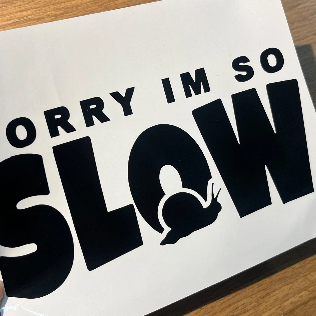 Picture 6: Sorry, I'm too slow. Snail crawling warning original car sticker JDM rear windshield triangle window glass sticker