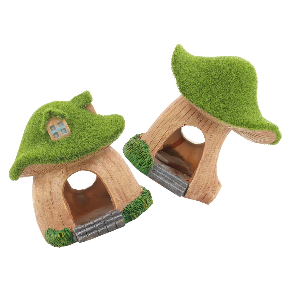 

2Pcs Moss House Fish Tank Decor Aquarium Ornament Shrimp Hideout Resin Decor For Aquarium Underwater Craft Pet Supplies