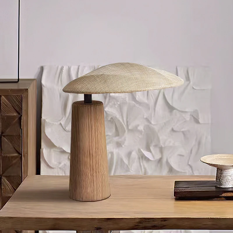 

Деревянная настольная лампа в стиле ваби-саби, ретро японский декор для учебы, прочная прикроватная лампа для спальни, дзен, чайная комната, атмосферный свет