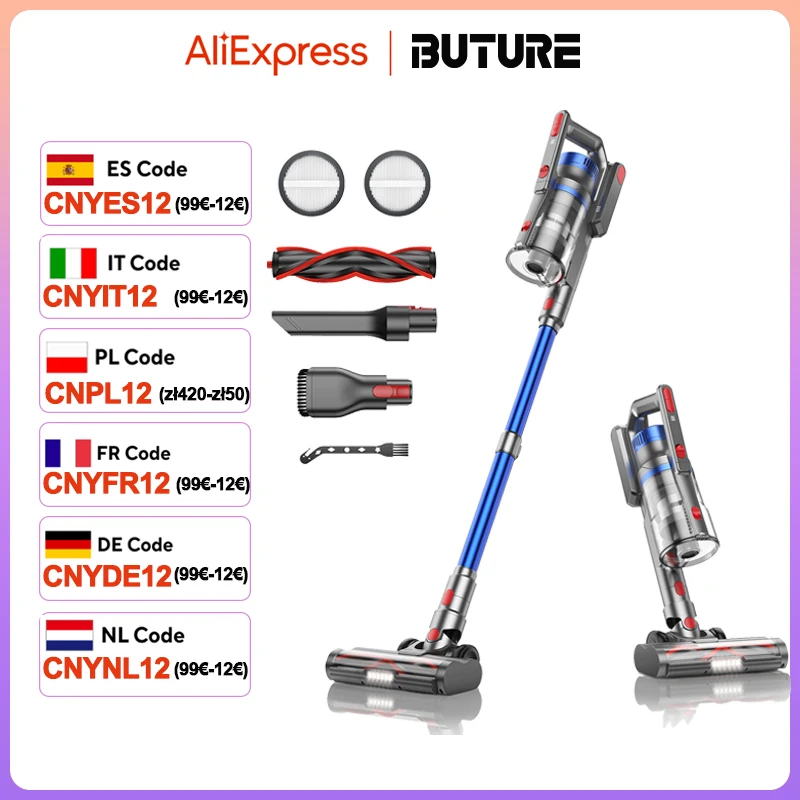 BUTURE JR500 450W 36000PA Suction Power Handheld Cordless Wireless Vacuum Cleaner Home Appliance 1.2L Dust Cup Removable Battery