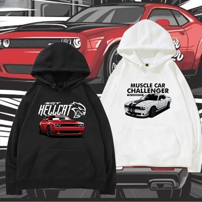 SRT American Big V8 Muscle Car Challenger Hooded Sweater Men's and Women's Autumn and Winter Loose Casual Top