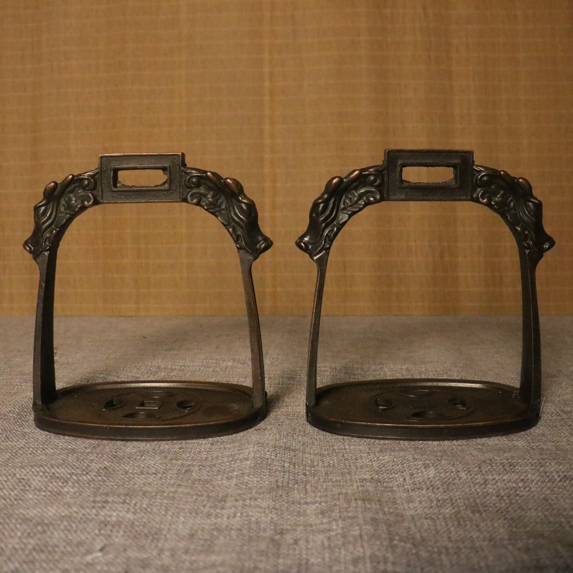Vintage Copper Horse Stirrups Pair Antique Craft Collectible Retro Home Wall Decor Living Room Art Decoration