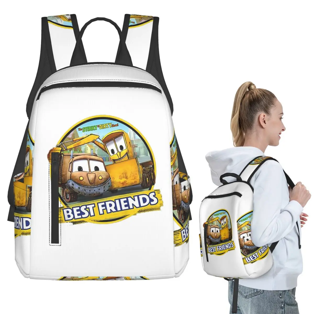 

Stinky And Dirty Show Best Friends Backpack Student BookBag Kids School Bag Laptop Shoulder Bags Boys Girls