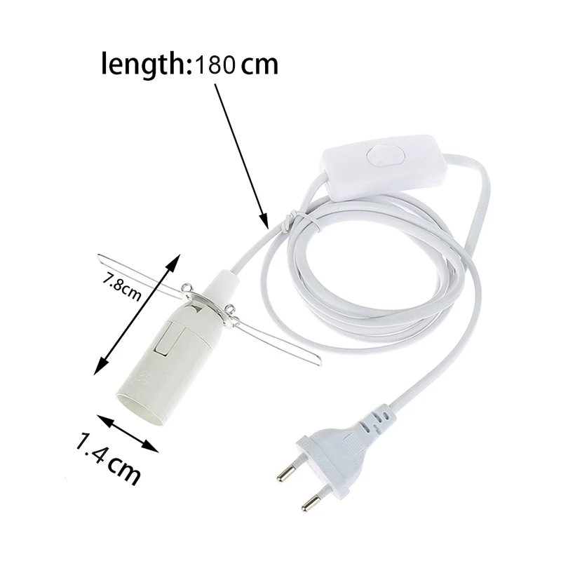 Enchufe E14 E27, Cable de alimentación de 1,8 m, Base de lámpara con interruptor, soporte de suspensión para bombilla LED colgante, UE