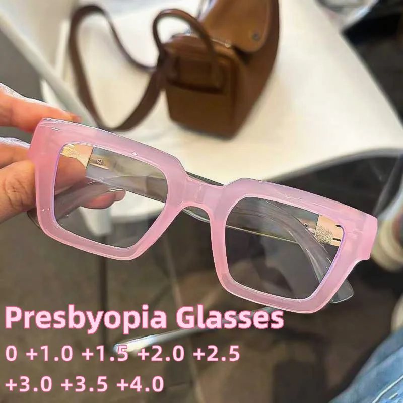 

Retro Box Presbyopia Glasses New Fashionable Men's and Women's High-definition Anti Blue Light Glasses Diopter To +4.0