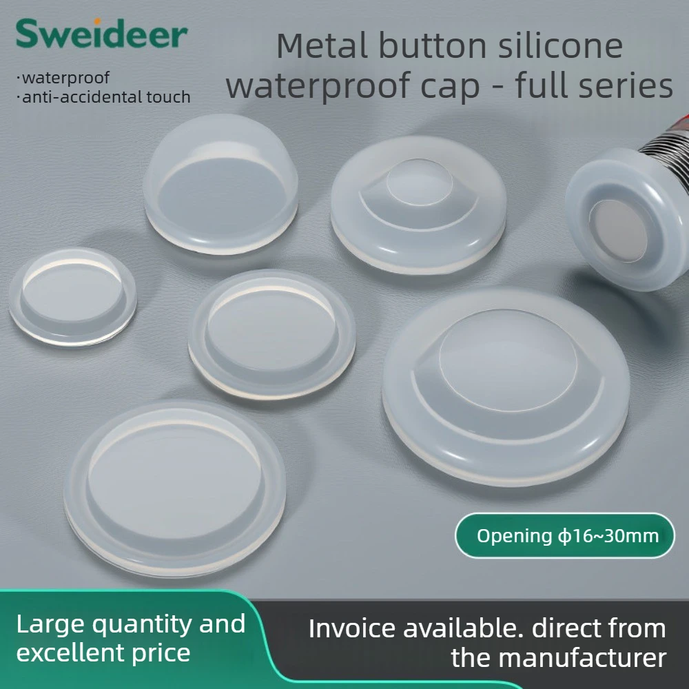 12 16 19 22mm Waterproof Metal Button Silicone Protective Cover Transparent Sealing Cover Soft Dustproof Cover Leather Cap