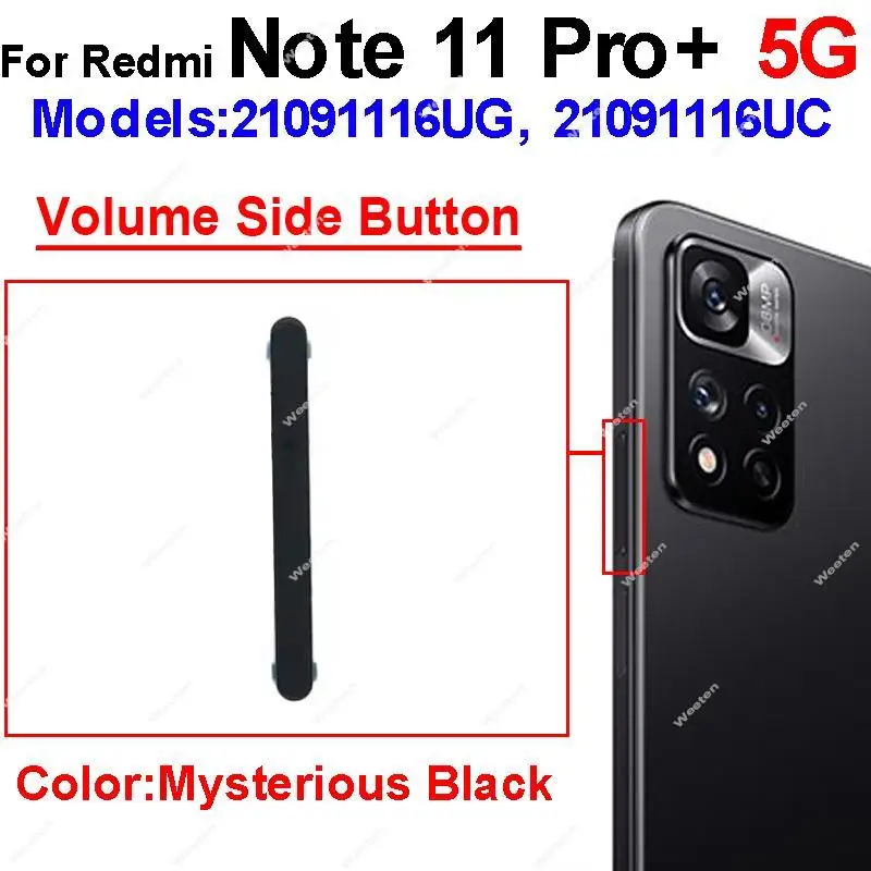 Up/Down Volume Side key For Xiaomi Redmi Note 11 11S Pro Plus 4G 5G Volume Button Side Button Replacement Repair Spare Parts