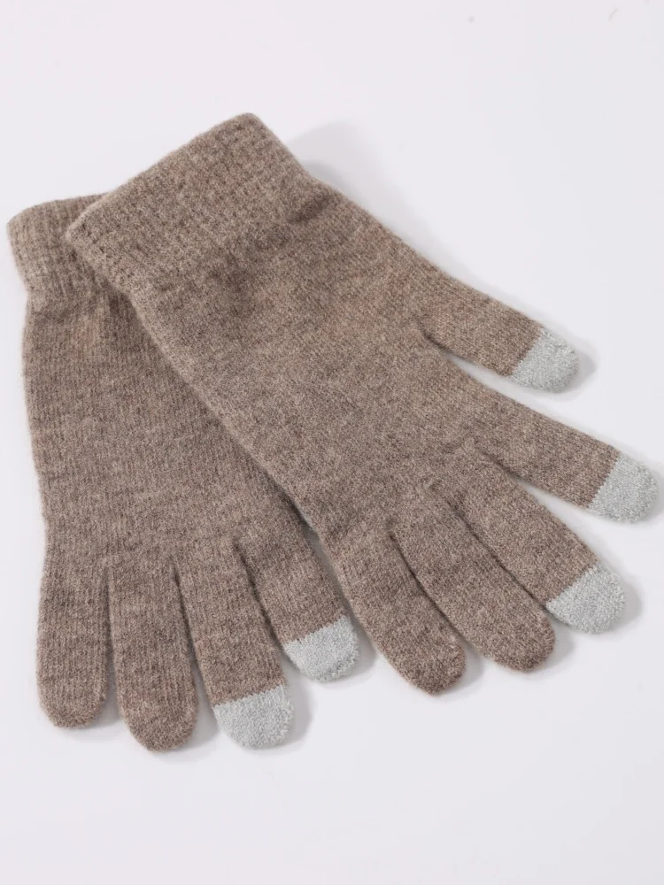 100% Real Wool Knitted Gloves Touchscreen Finger Men Women Autumn Winter Thick Cable Warm Wrist Length Classic Female Mitten