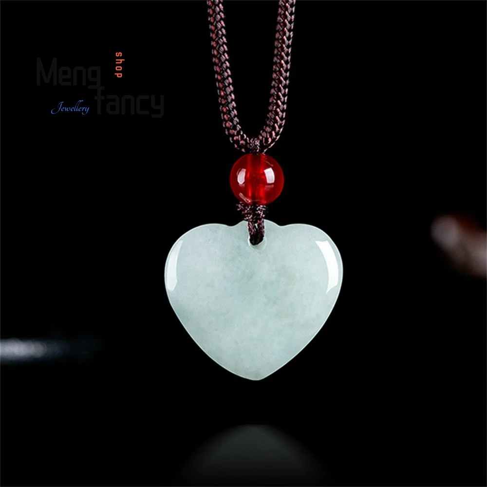 Natural Myanmar A-goods Jadeite Small Love Glutinous Seed Jade Pendant Simple Exquisite Couple Fashion Fine Jewelry Holiday Gift