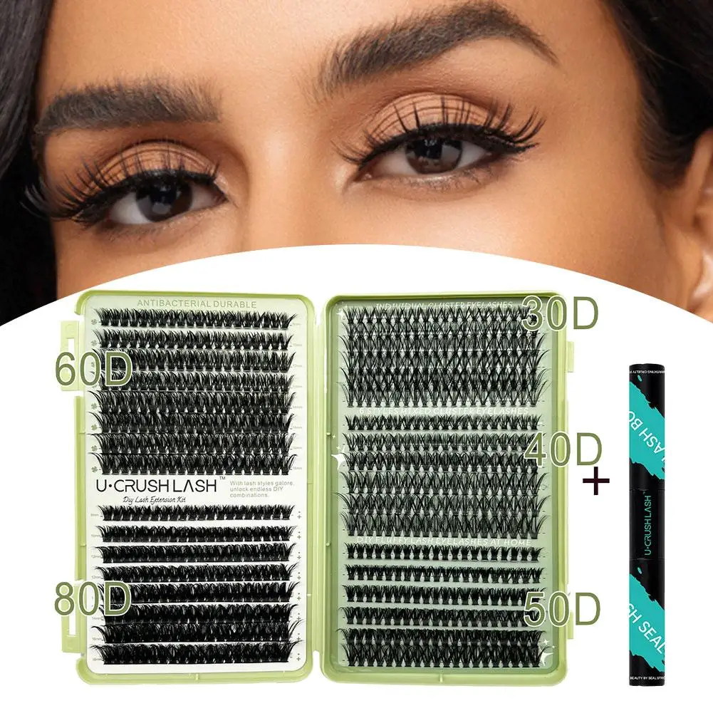 Kit de faux cils DIY grande capacité 10203040d, livre de cils en grappe avec colle, dissolvant et pince à épiler, pour maquillage à domicile, convivial pour débutants