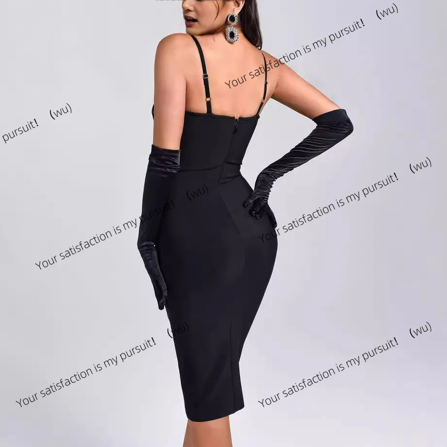 Femininity suspender lace backless bandage dress