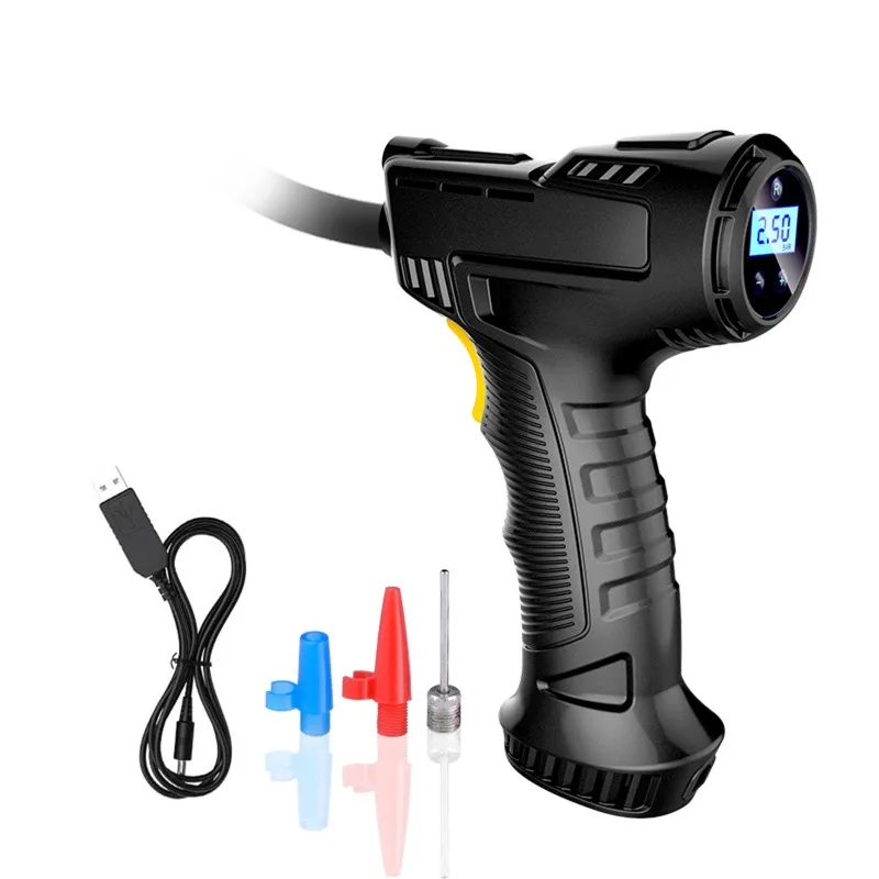 

Ручной портативный беспроводной насос для накачивания шин — перезаряжаемый автомобильный воздушный компрессор с цифровым дисплеем, светодиодной подсветкой и манометром — C