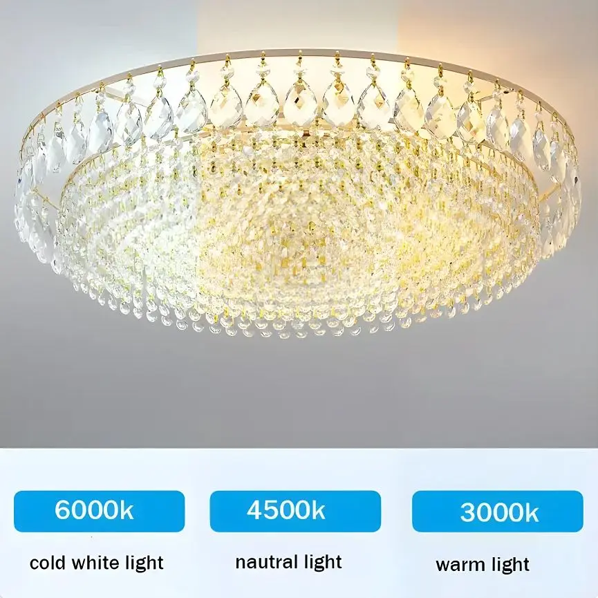 كبير الحديثة مُثبتة في السقف مصباح فاخر كريستال الثريا بريق قلادة تركيبات الإضاءة لغرفة المعيشة الذهب مصابيح ديكور المنزل #3