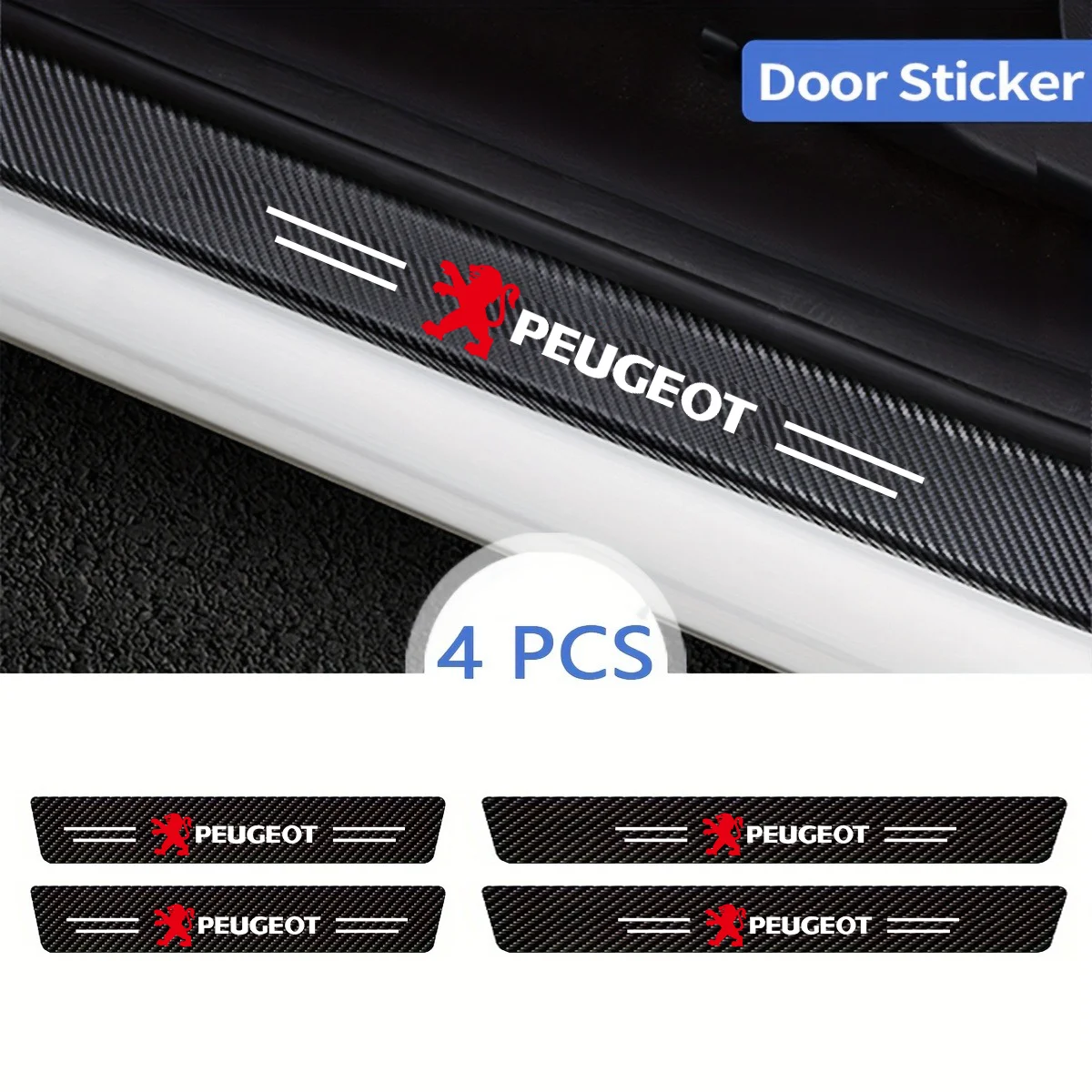 

4pcs Car Threshold Strip Stickers Anti-Scratch Sticker Door Sill For Peugeot 407 3008 307 308 206 508 208 207 607 106 408 5008