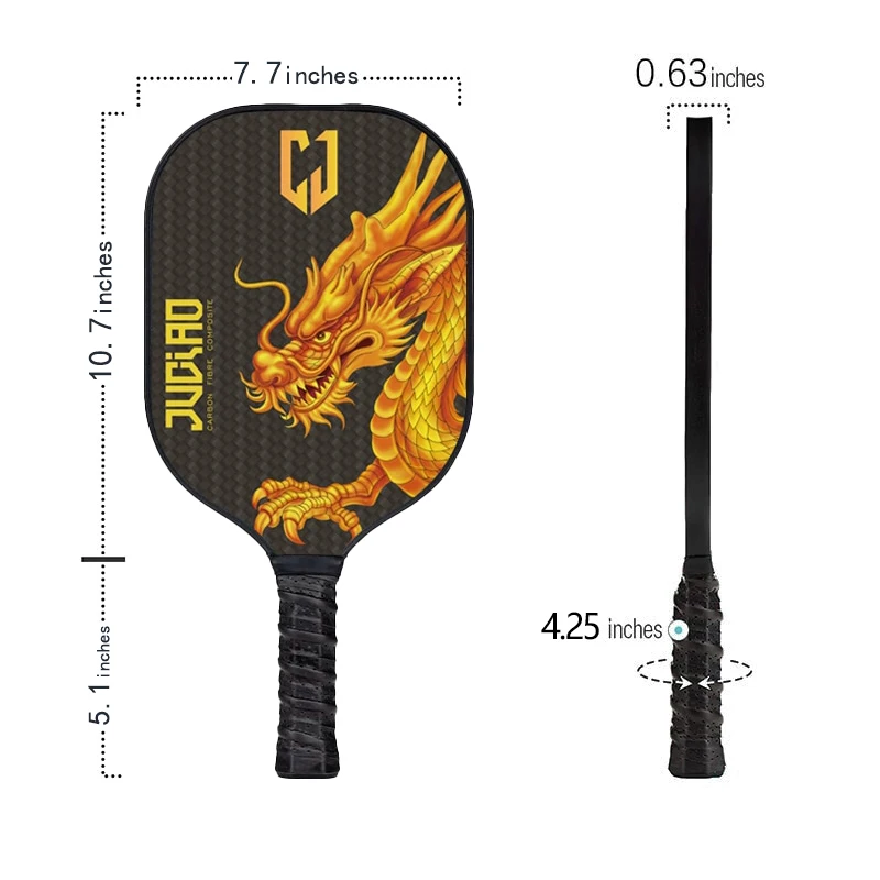 Pá Pickleball profissional, Premium Carbon Fiber Comfort Grip, adequado para a prática, compatível com USAPA, 16mm