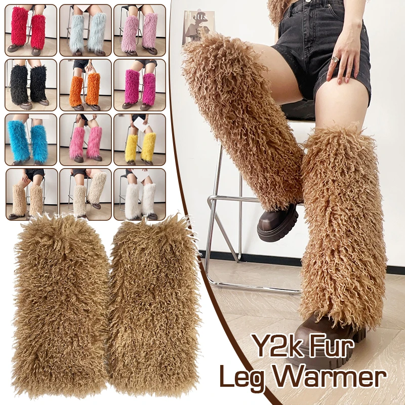 

Furry Leg Warmers Y2K Goth Faux Fur Leg Warmers Boot Covers Hipster Warm Fashion Socks Goth Punk Knee-length Hiphop Boot Covers