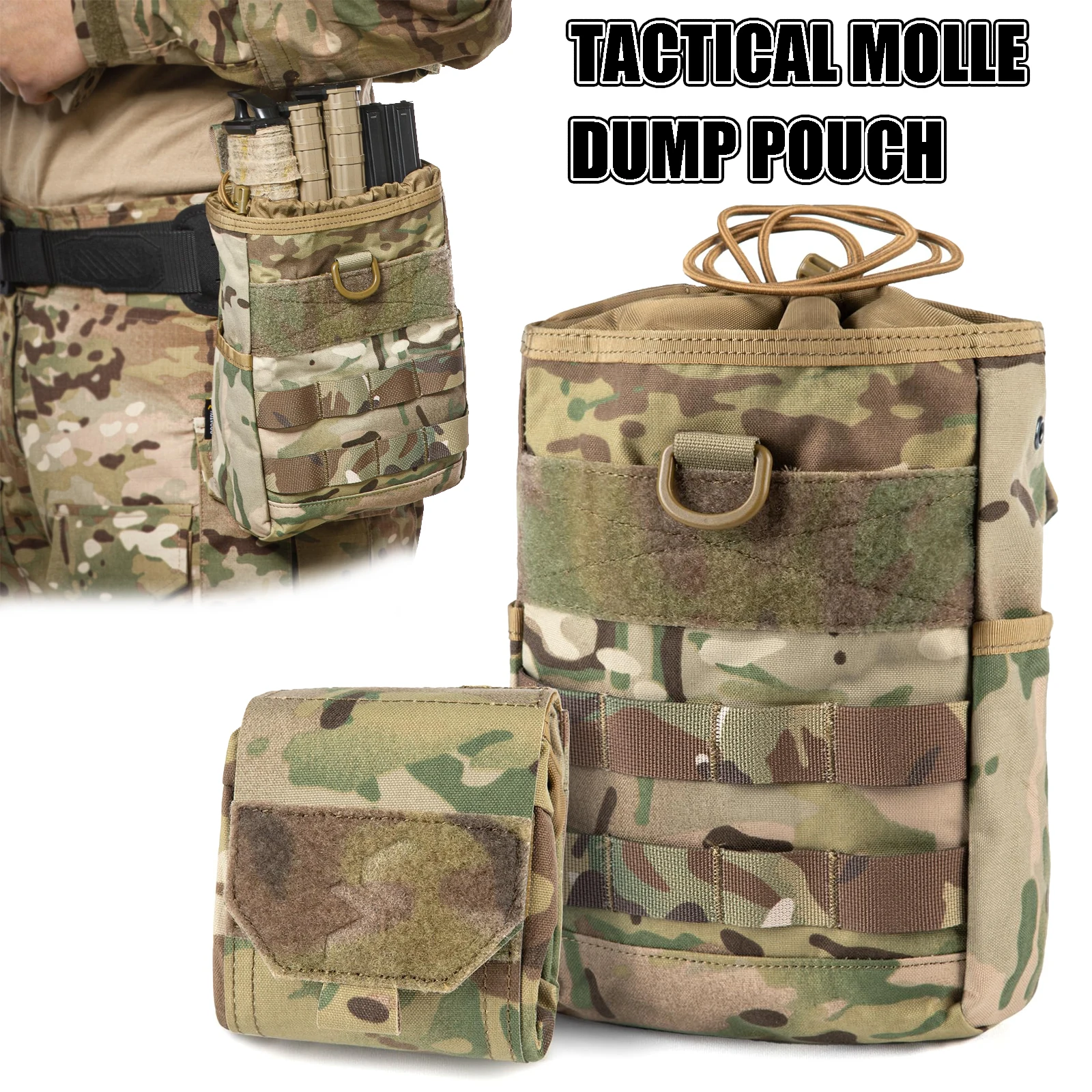 

Tactical Molle Dump Pouch Drawstring Folding Magazines Storage Bag Tactical Utility Waist Bag for Airsoft Hunting Shooting