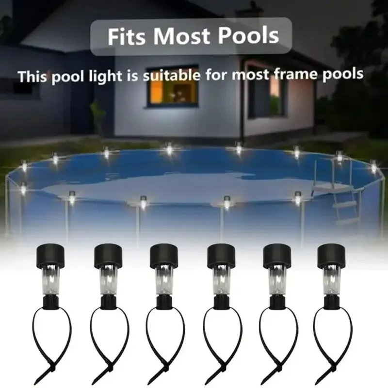 6-Piece Pool Enclosure Atmosphere Light Pool Fence Strap Mini Induction Light Solar Diamond Tie Yard Light