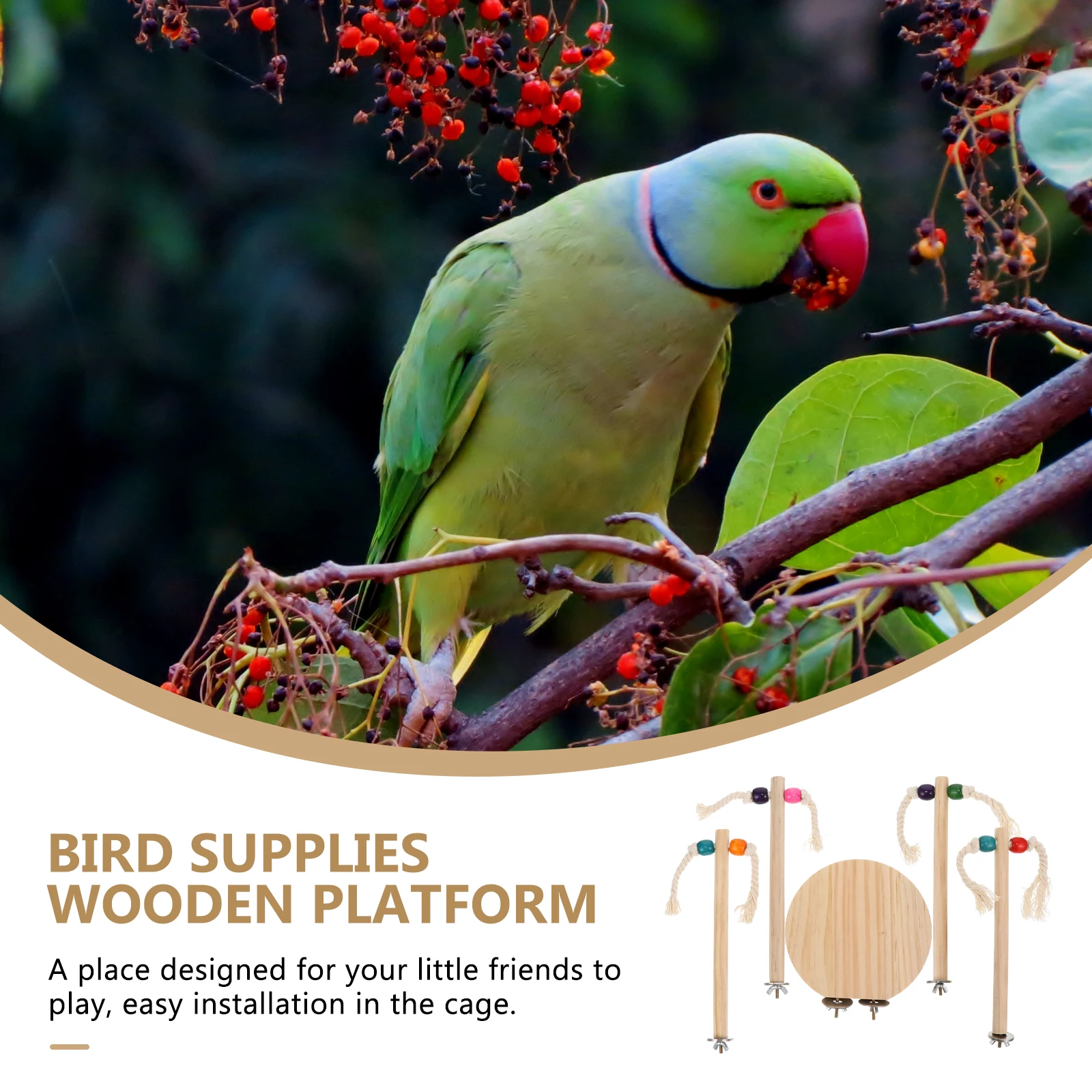 

1 Set Wooden Perch Platform Natural Parrot Standing Pole Cage For Small Medium Birds Durable Long Lasting Play Jumping Platform