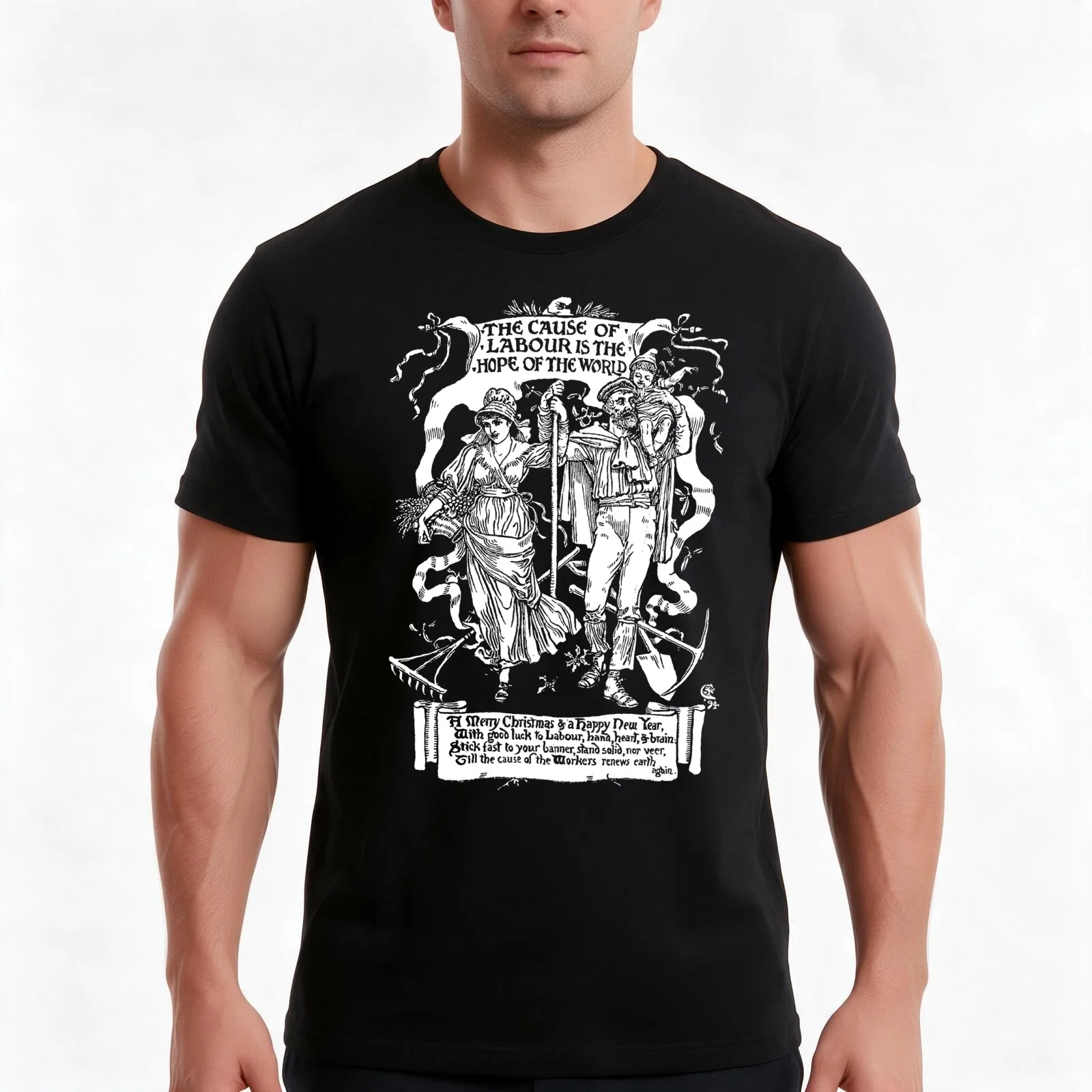 The Cause of Labour Is the Hope of the World (1894) by Walter Crane T-Shirt, Summer Casual Cotton Tee, Oversized Streetwear Tops