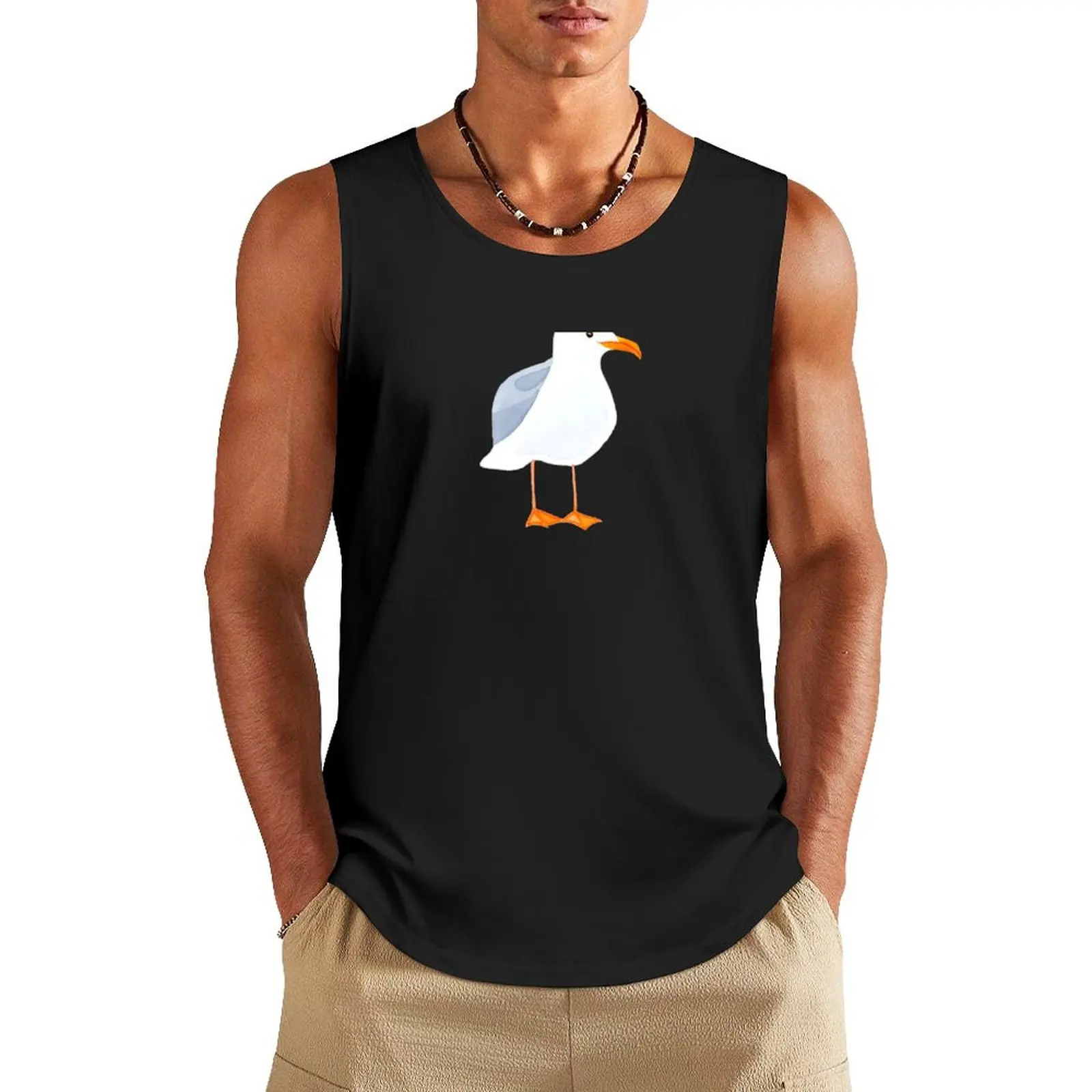 SEAGULL WATERCOLOR - Cute Sea Bird Design Tank Top gym men Fitness men clothing male top t-shirt for men