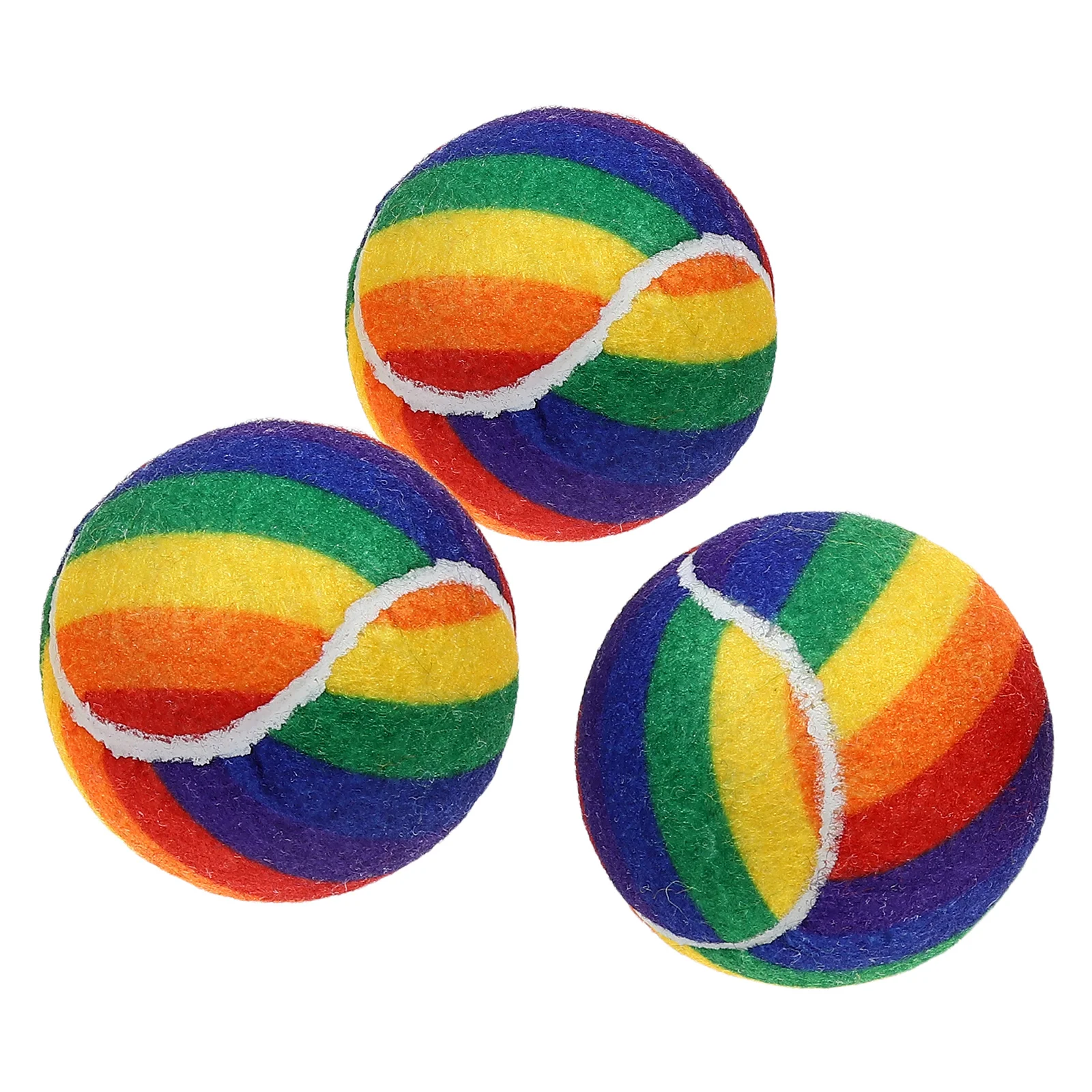 

3 PCS Rainbow Tennis Interactive Rubber Ball Medium Dog Mini Balls Puppy Elastic Training Colorful Exercise and Fun Toy
