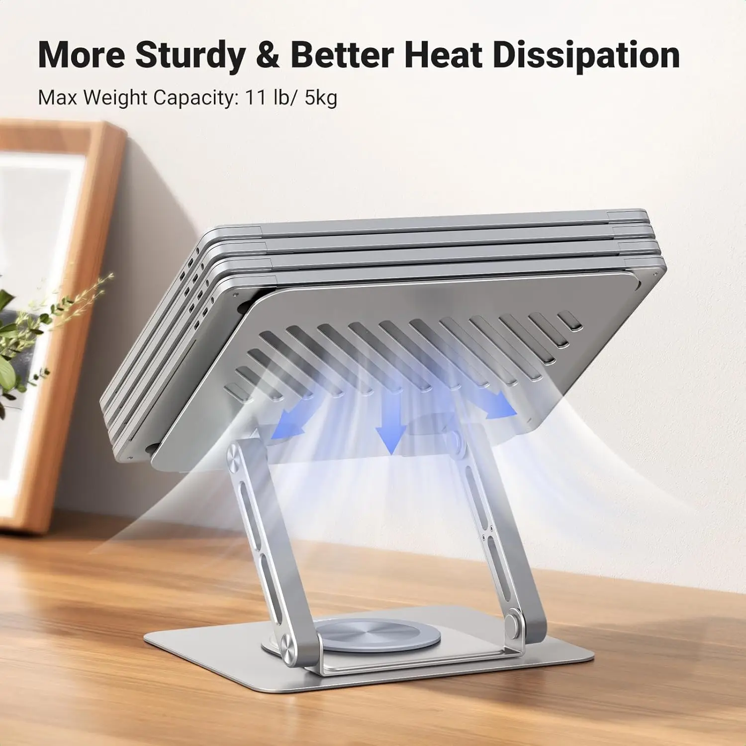 Подставка для ноутбука UGREEN для настольного держателя ноутбука, регулируемая эргономичная подставка для компьютера с вращающимся на 360° основанием