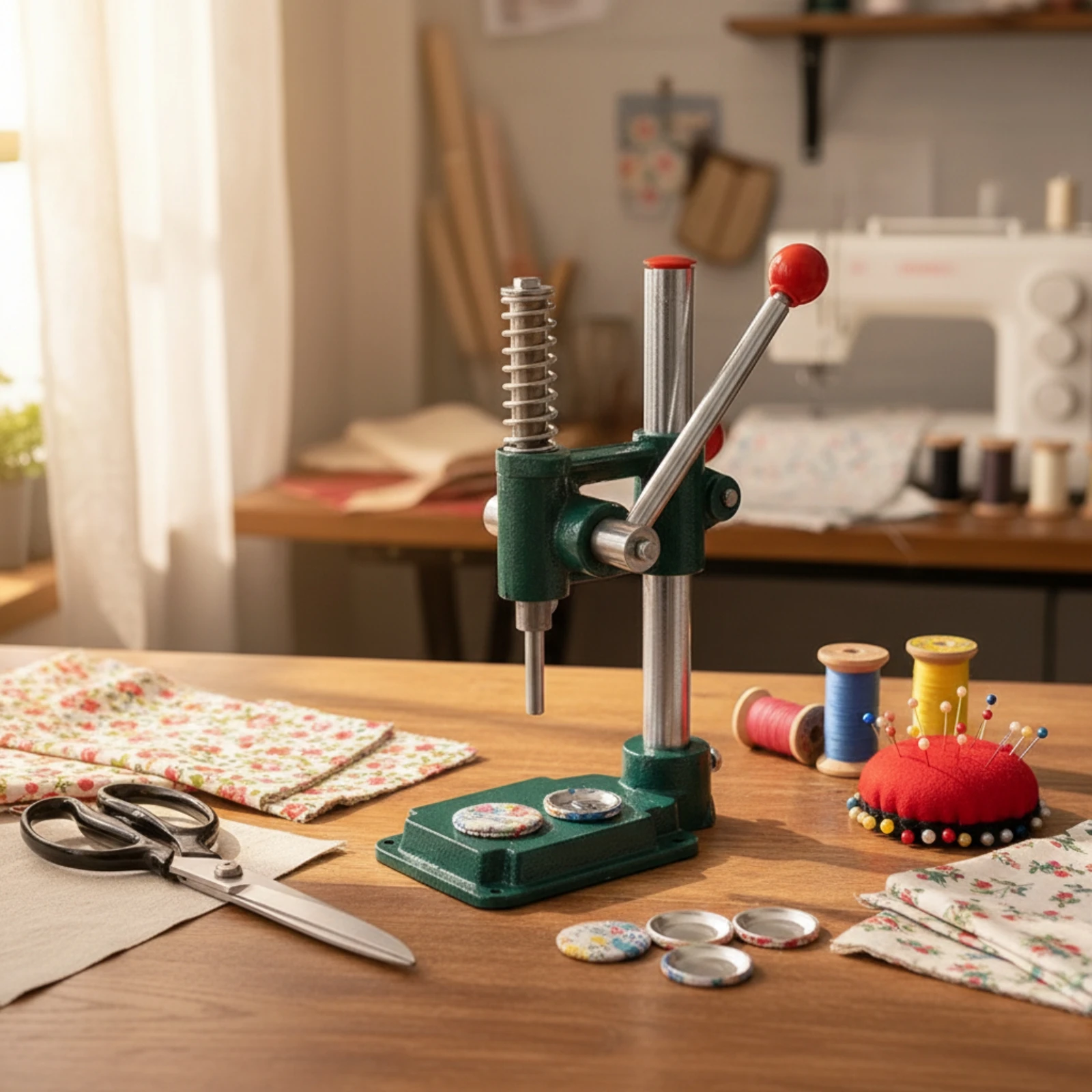 

Button Press Machine Hand-Operated Manual Press Machine Craft Tool Heavy-Duty Tabletop for Crafters, Studios