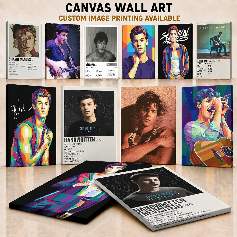 Shawn Mendes Canvas Painting Poster Personalized Photo Vibrant Pop Singer Style Canvas Wall Art For Bedroom Celebrity Fan Gift
