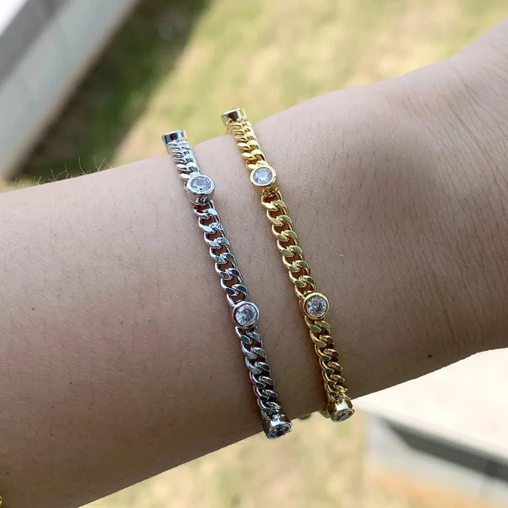 جديد عصري الكوبية سلسلة سوار مع تشيكوسلوفاكيا معبد سحر كلاسيكي الذهب والفضة اللون الهيب هوب الشرير سوار للرجال النساء المجوهرات هدية #6