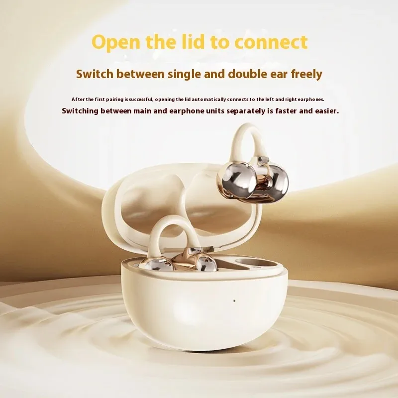 Wireless Ear Clip Bluetooth Earbuds Sports Waterproof Design Noise Cancelling Headphones Long Battery Life with Built-in Mic