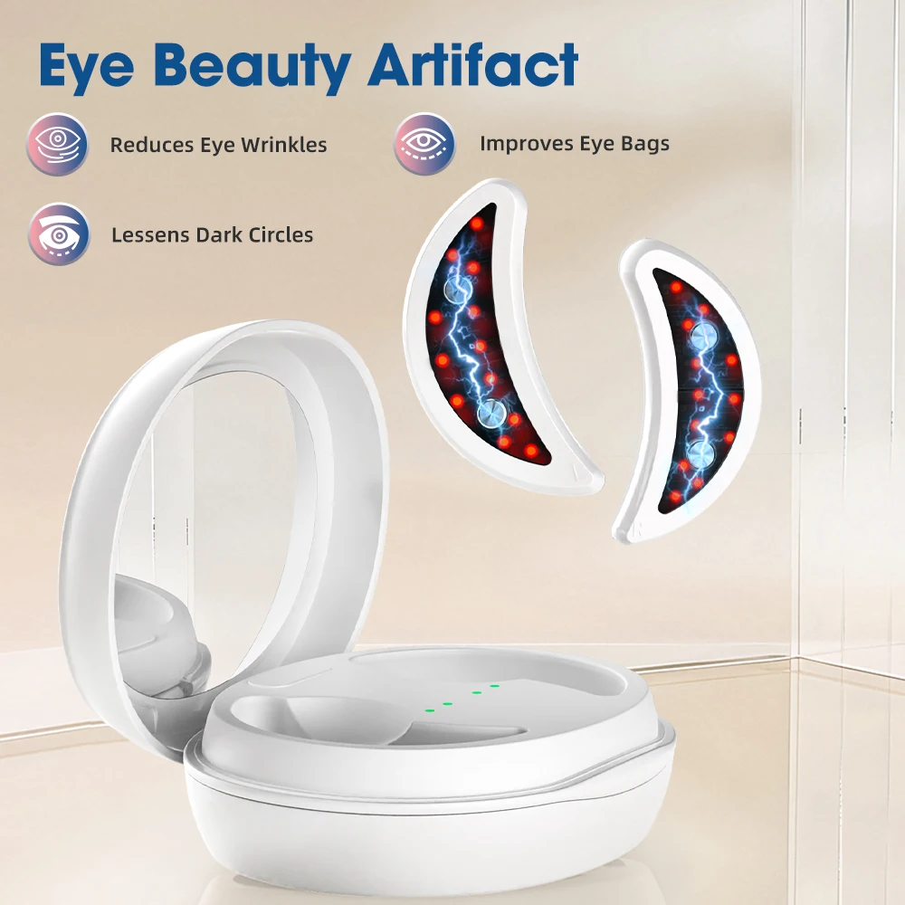 660nm Red Light Eye Massager with EMS Anti-Aging Eye Care Device Reduce Bags & Dark Circles Portable Eye Rejuvenation Pads