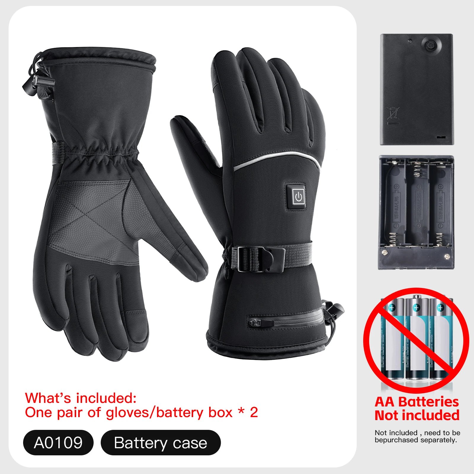 Heated Gloves for Men Women, 3‑Level Temperature Control Touch Screen Waterproof Winter Gloves with Battery Box for Skiing Cycli