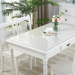 1mm PVC 부드러운 유리 식탁보 투명 직사각형 식탁보 방수 테이블 주방 패턴 오일-방지