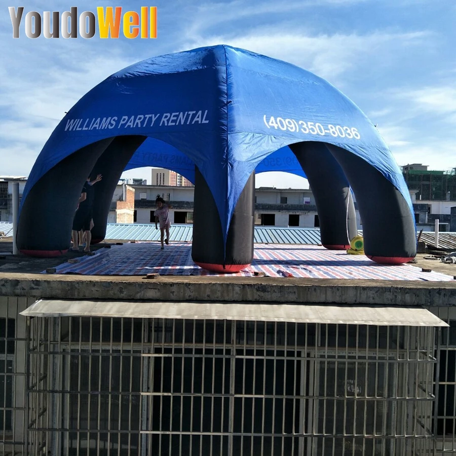 Customizable 6m Diameter 6-leg Black-legged Blue Cloth Inflatable Spider Leg Tent For Event Exhibitions Commercial Advertising