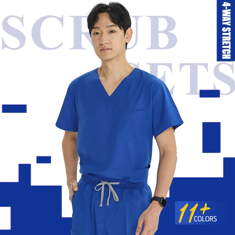 Basics V-neck Top Jogger Pant Surgeon Uniforms Dental Clinic Scrub Sets Doctor Nurse Uniforms Stretch Beautician Workwear S21