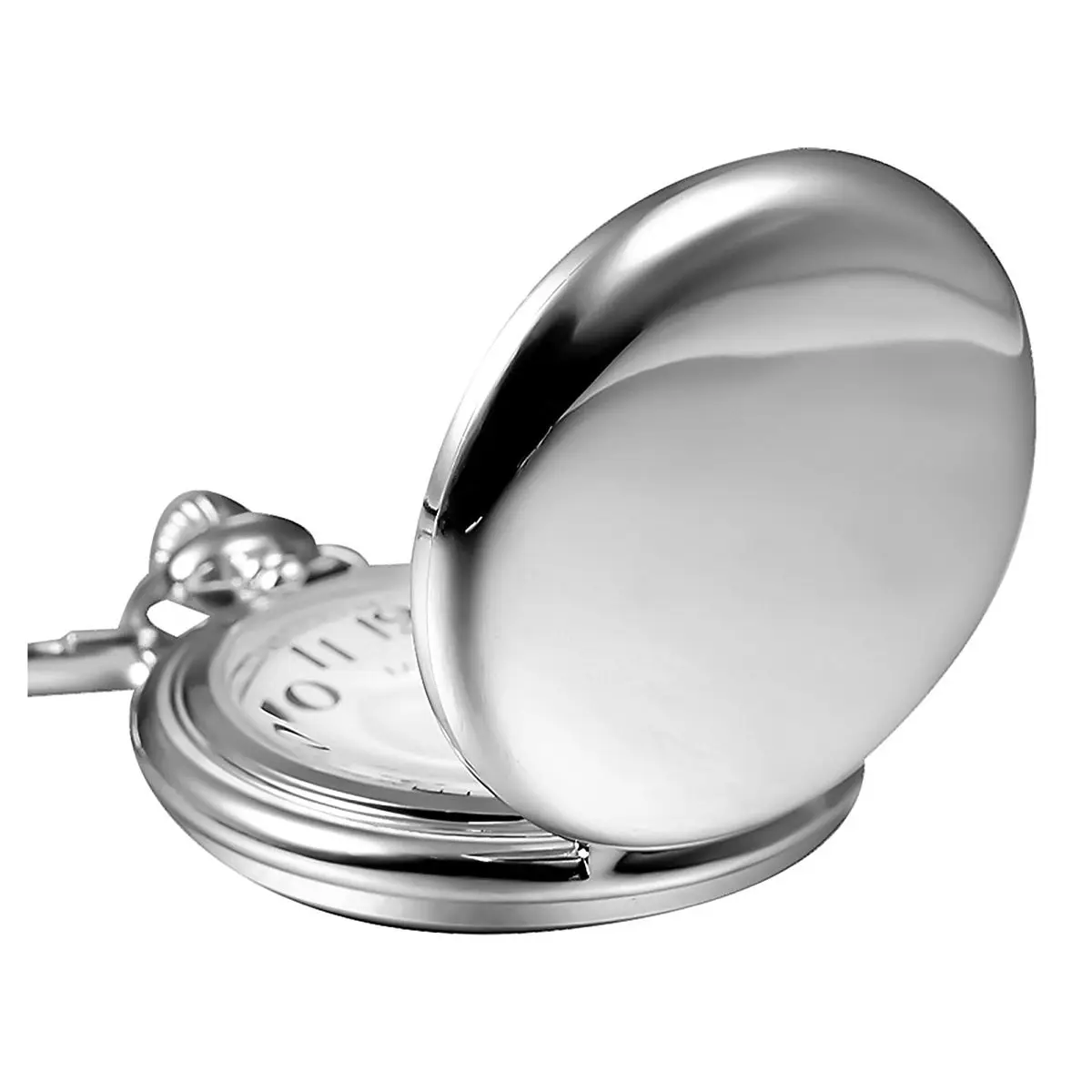 ABFI Classic Smooth Vintage Mens Pocket Watch Xmas Gift (Silver)