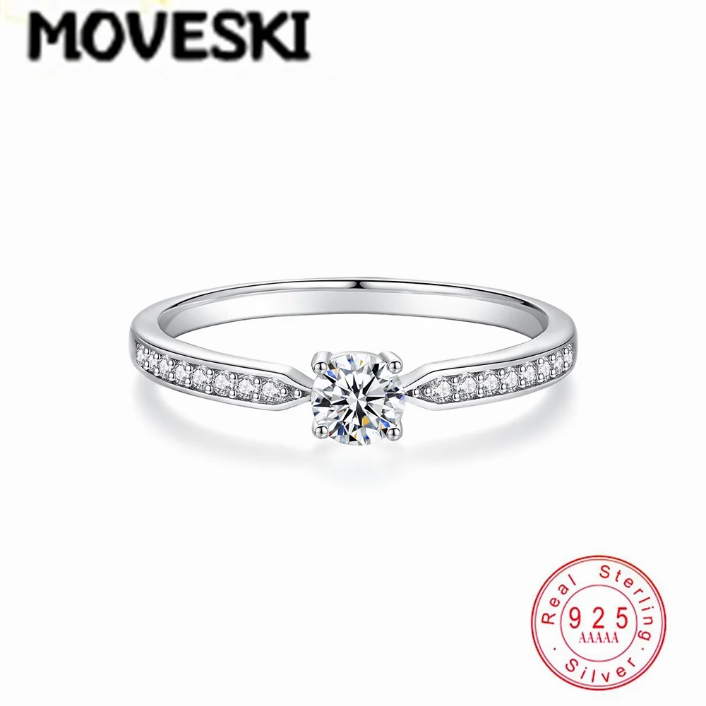 

Кольцо для помолвки MOVESKI из стерлингового серебра 925 пробы с муассанитом, 0,3 карата, круглая огранка «Бриллиант», элегантное кольцо-обещание для женщин