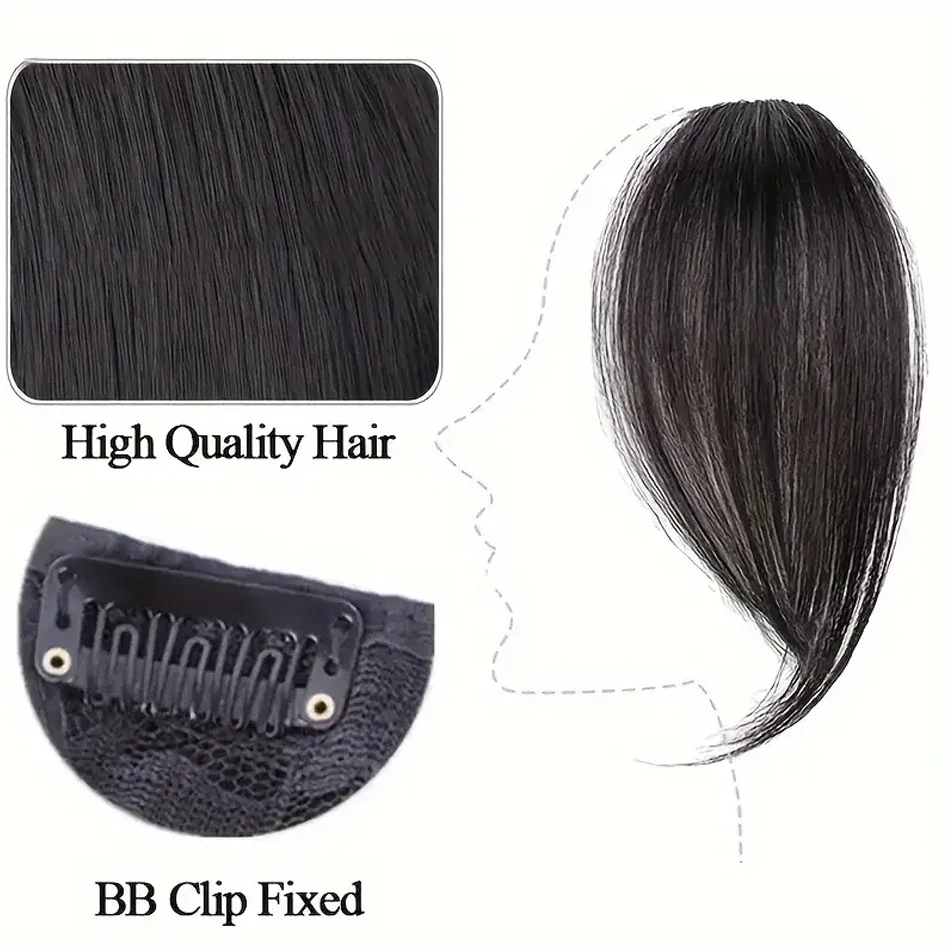 Invisible Synthetic Side Bangs Clip In Extension 2Pcs/Set Middle Part Bangs With Easy BB Clip-In Side Fringe Fits All Hair Types
