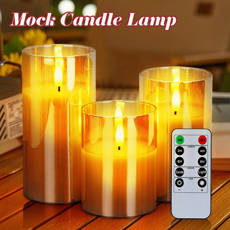 3 PCS Three Color Flameless LED Candle Light Creative Wishing Decorative Column Candle Fake Plastic Battery Powered Home Wedding